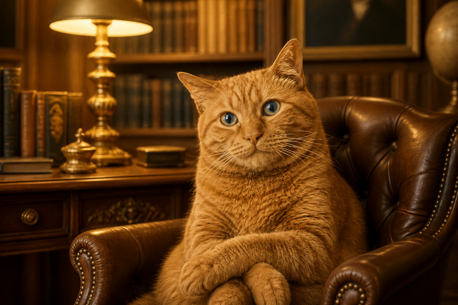 Solya in a gold-lit study
